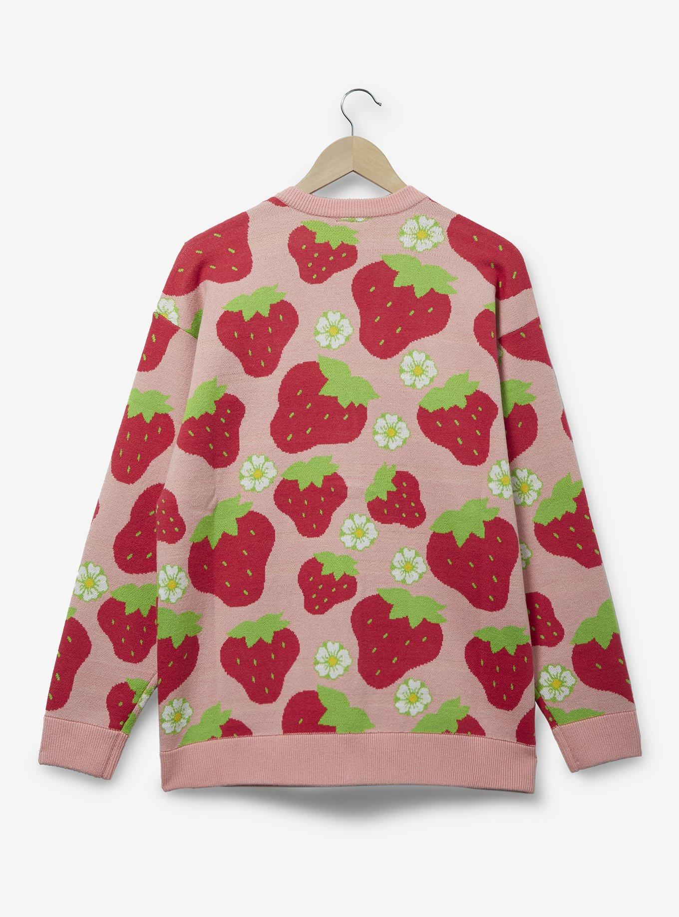 Strawberry Shortcake Allover Strawberry Print Cardigan, LT PINK, alternate