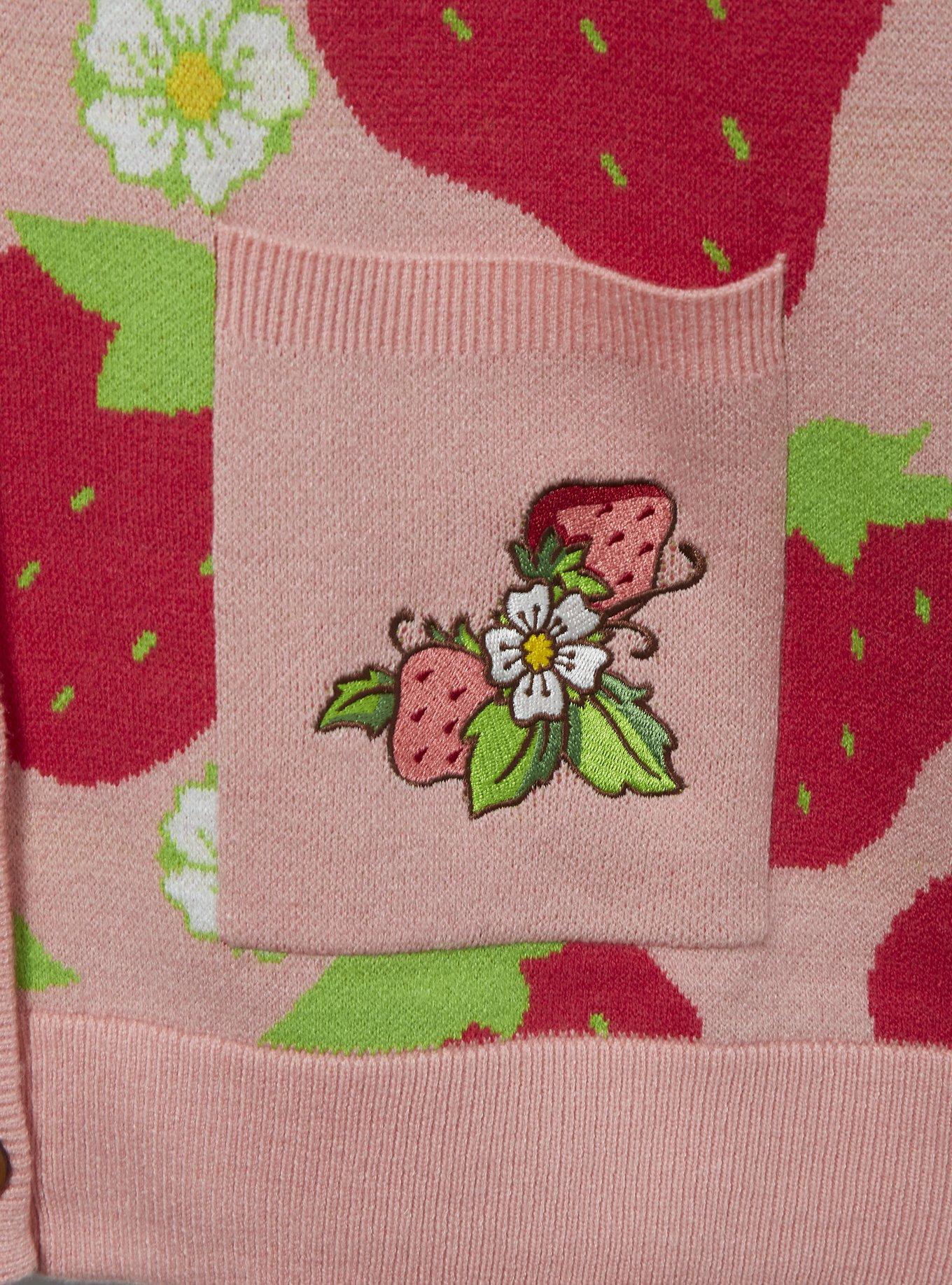 Strawberry Shortcake Allover Strawberry Print Cardigan, LT PINK, alternate