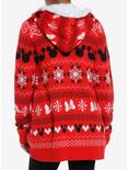 Disney Mickey Mouse & Minnie Mouse Fair Isle Sherpa Open Cardigan, RED  WHITE  BLACK, alternate