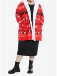 Disney Mickey Mouse & Minnie Mouse Fair Isle Sherpa Open Cardigan Plus Size, RED  WHITE  BLACK, alternate