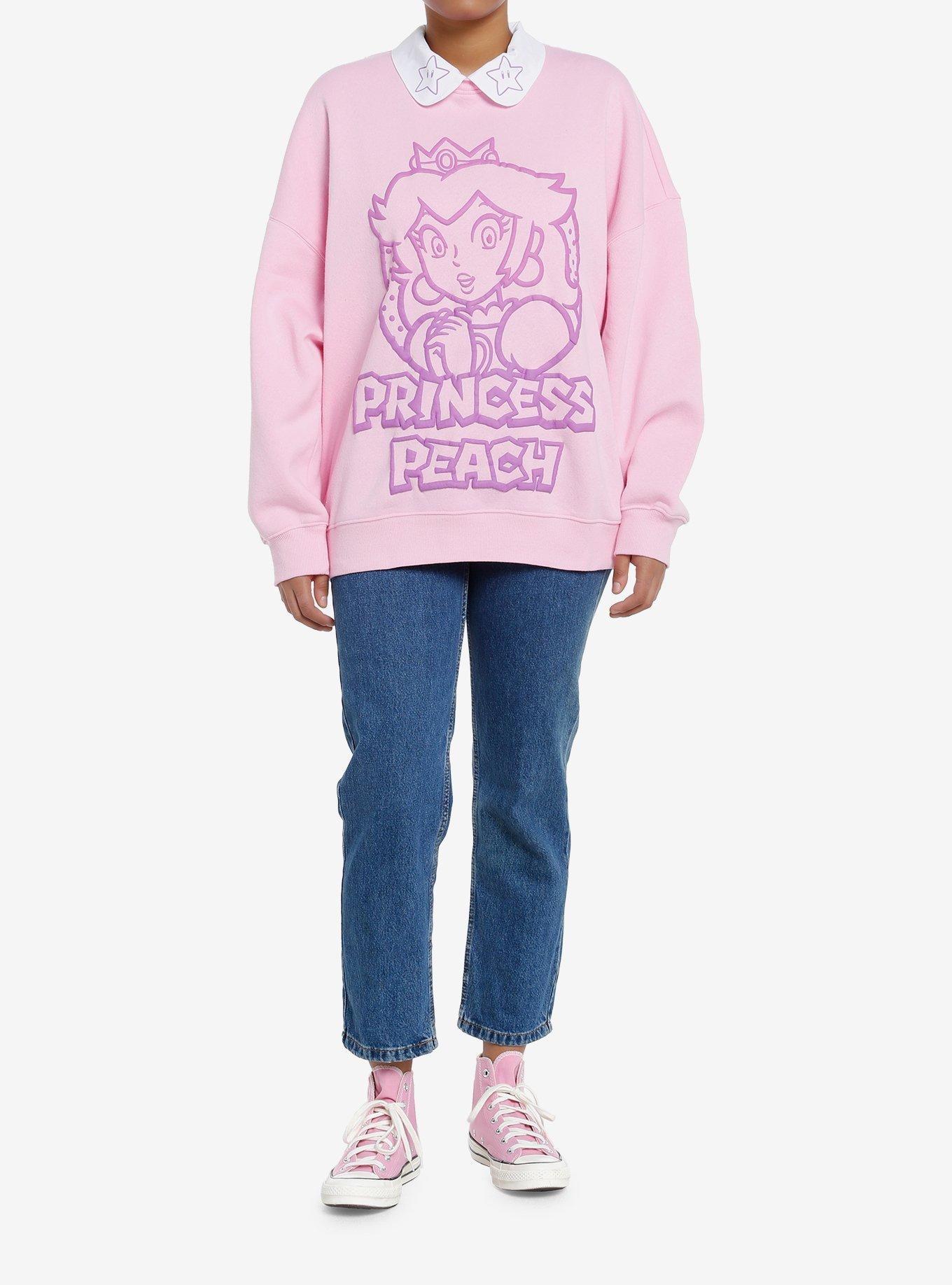 Super Mario Princess Peach Collared Girls Sweatshirt, PURPLE, alternate