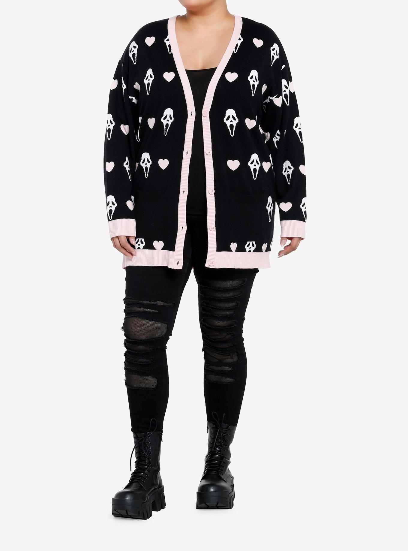 Scream Ghost Face Heart Girls Cardigan Plus Size, MULTI, alternate