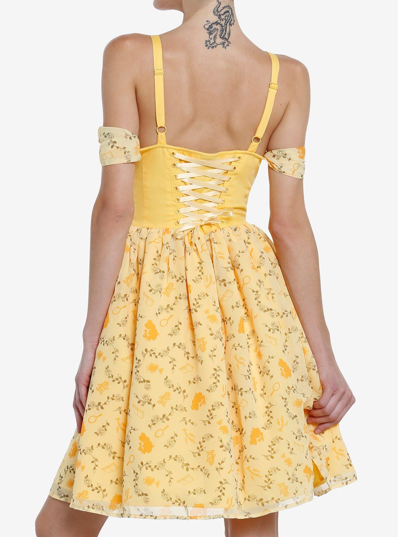 Her Universe Disney Beauty And The Beast Belle Cold Shoulder Dress, , alternate