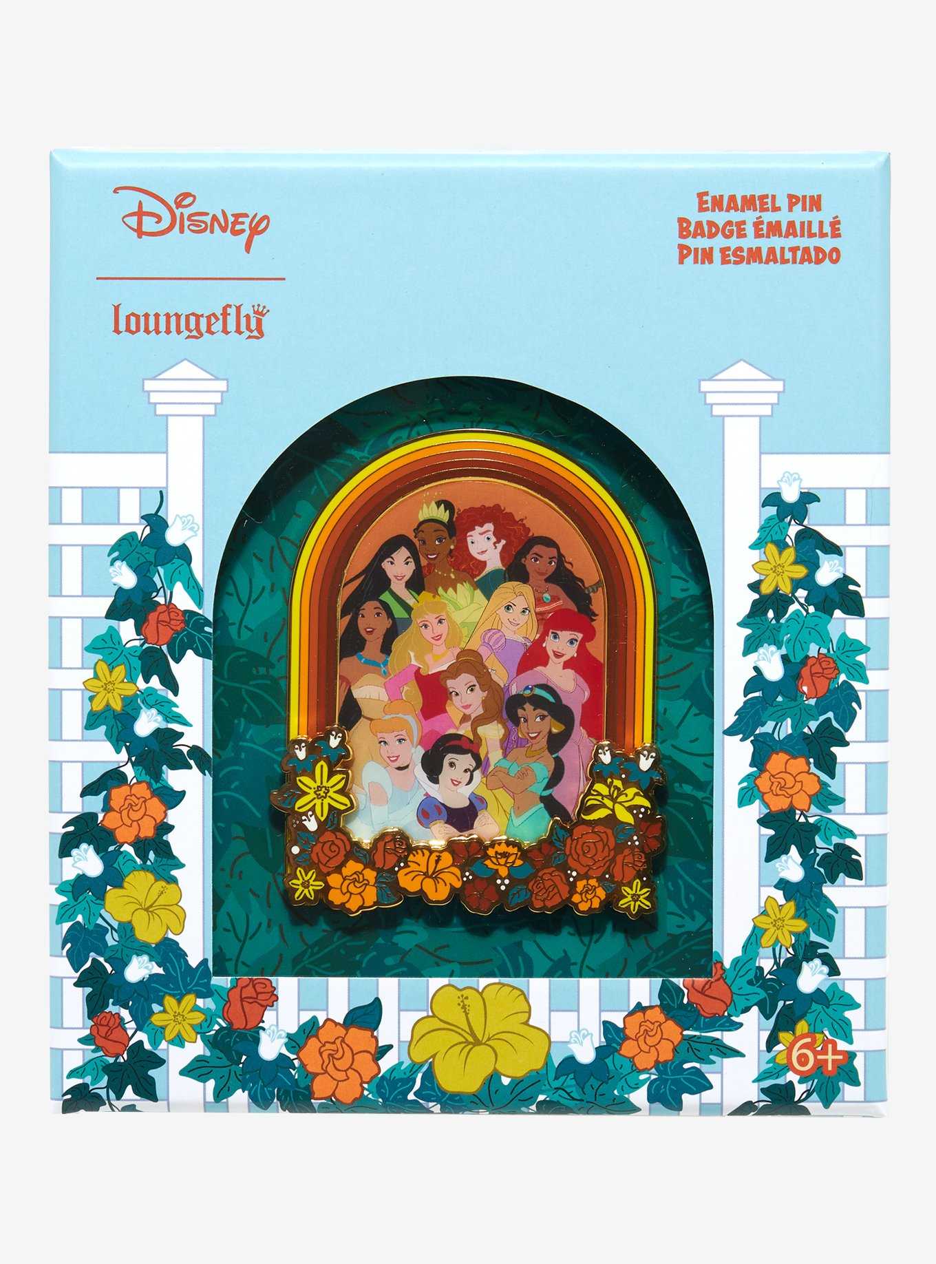 Loungefly Disney Princesses Floral Limited Edition Enamel Pin - BoxLunch Exclusive, , hi-res