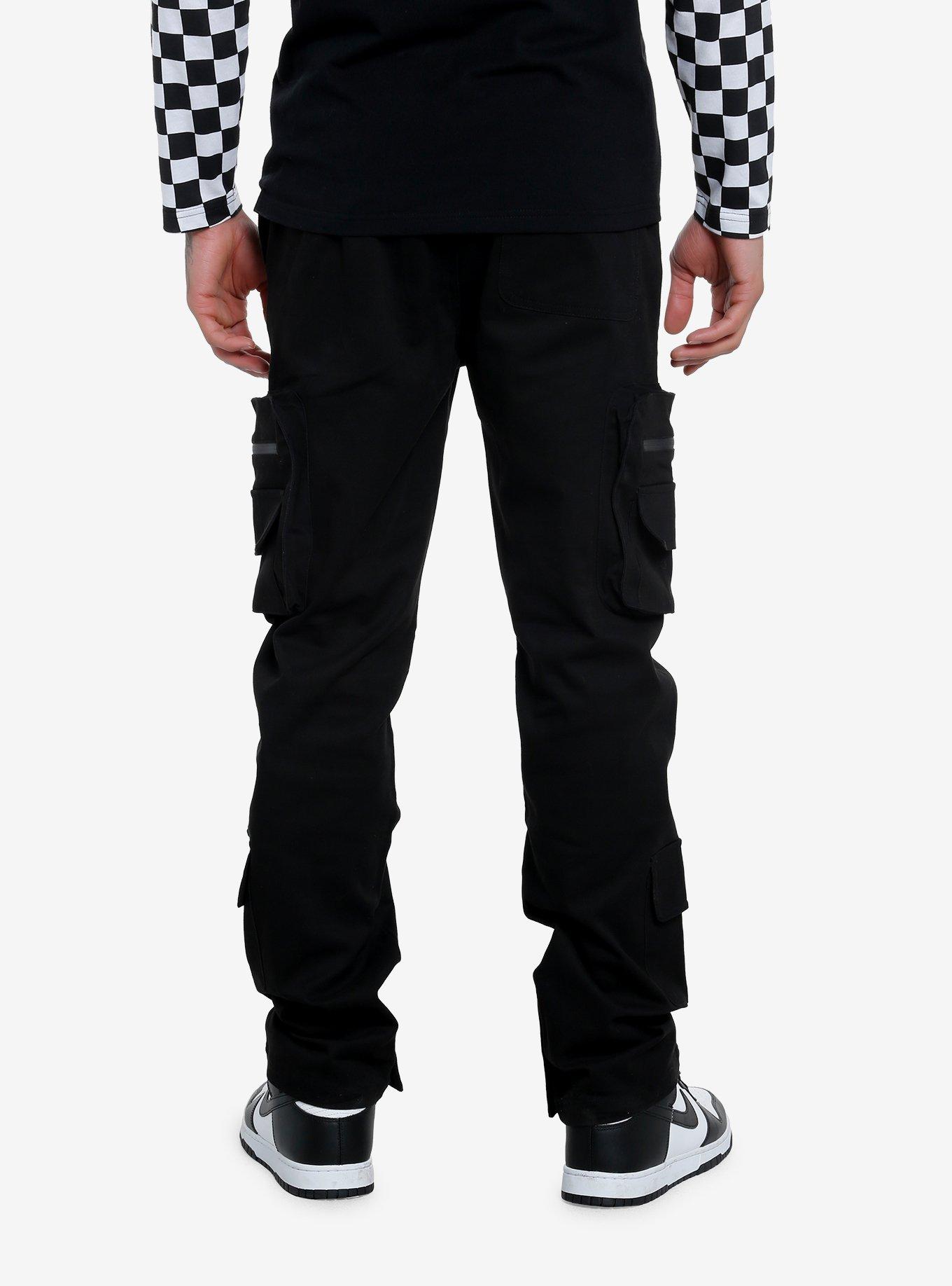 Black Multi-Pocket Cargo Pants, BLACK, alternate