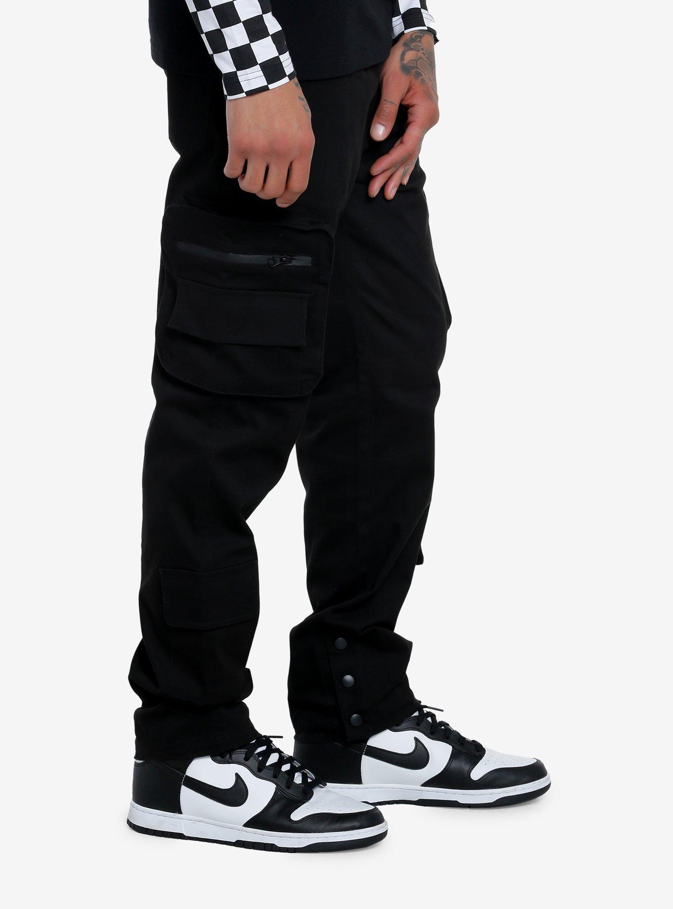 Black Multi-Pocket Cargo Pants, BLACK, alternate