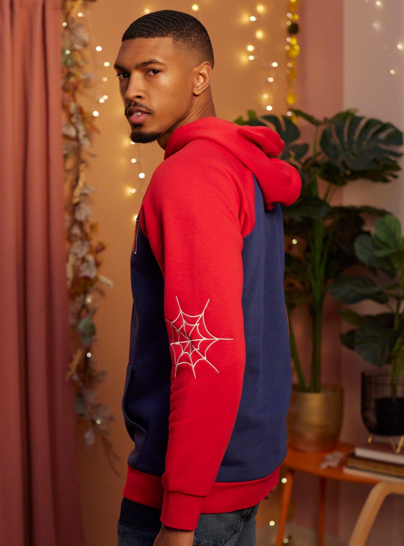 Our Universe Marvel Spider-Man Color-Block Hoodie Our Universe Exclusive, BLUE  RED, alternate