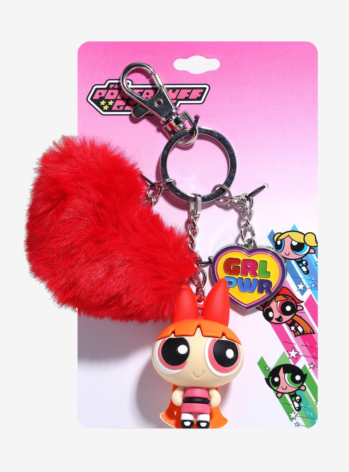 The Powerpuff Girls Blossom Heart Pom Charm Key Chain, , alternate
