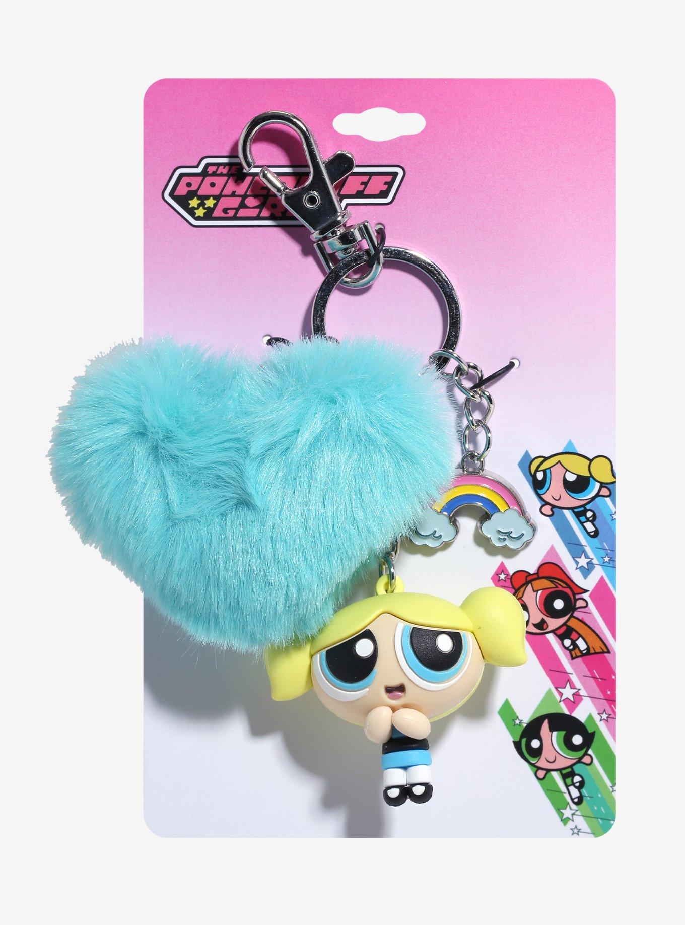 The Powerpuff Girls Bubbles Heart Pom Charm Key Chain, , alternate