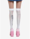White Lace Bow Knee-High Socks, , alternate