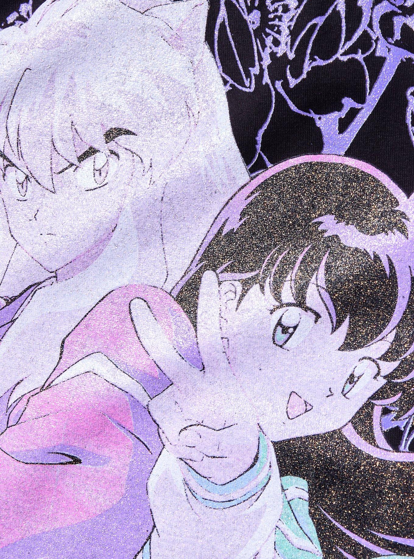 InuYasha Duo Iridescent Glitter Boyfriend Fit Girls T-Shirt, MULTI, alternate