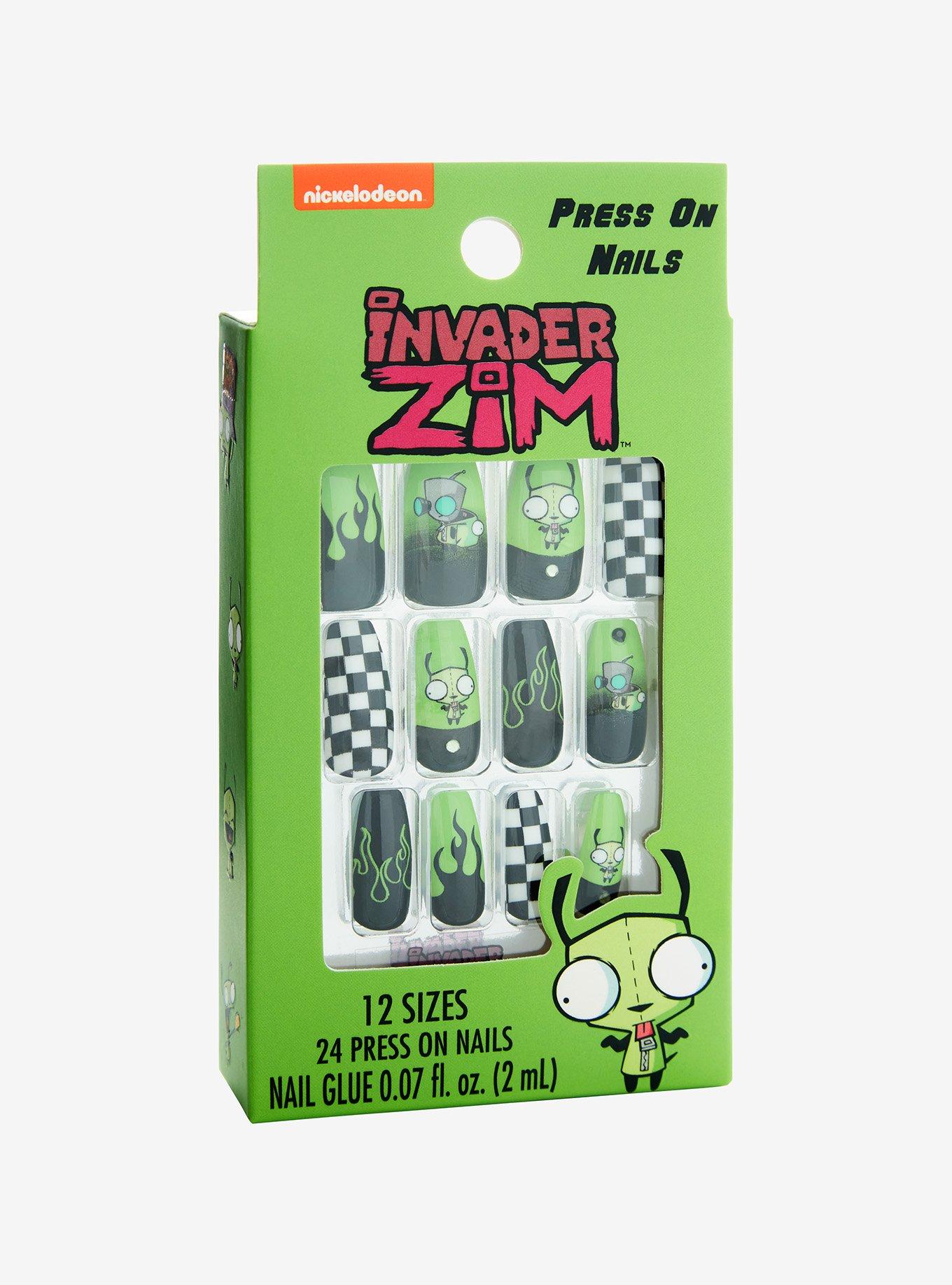 Invader Zim GIR Flame Faux Nail Set, , alternate
