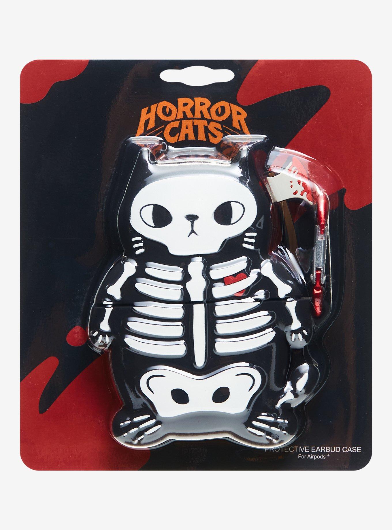 Horror Skeleton Cat Earbud Case Cover