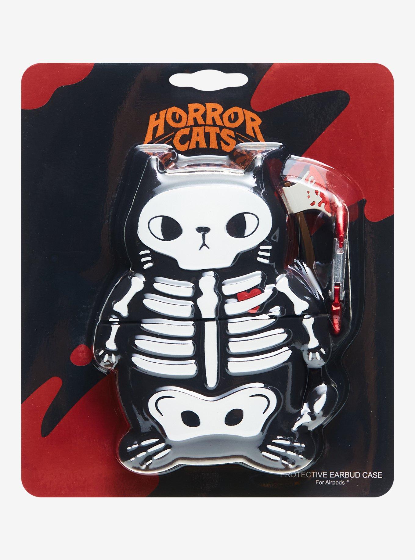 Horror Skeleton Cat Earbud Case Cover, , alternate