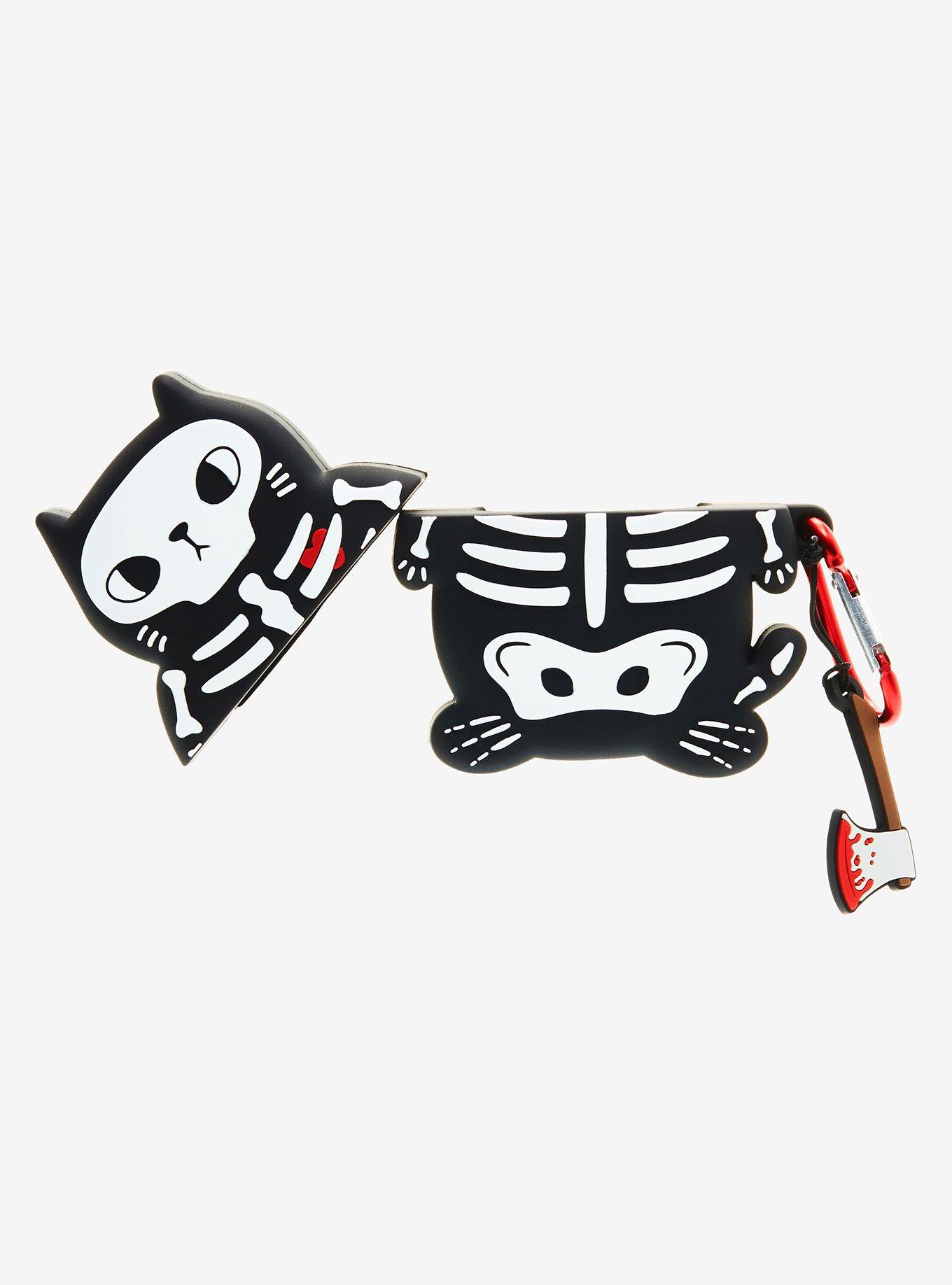 Horror Skeleton Cat Earbud Case Cover, , alternate