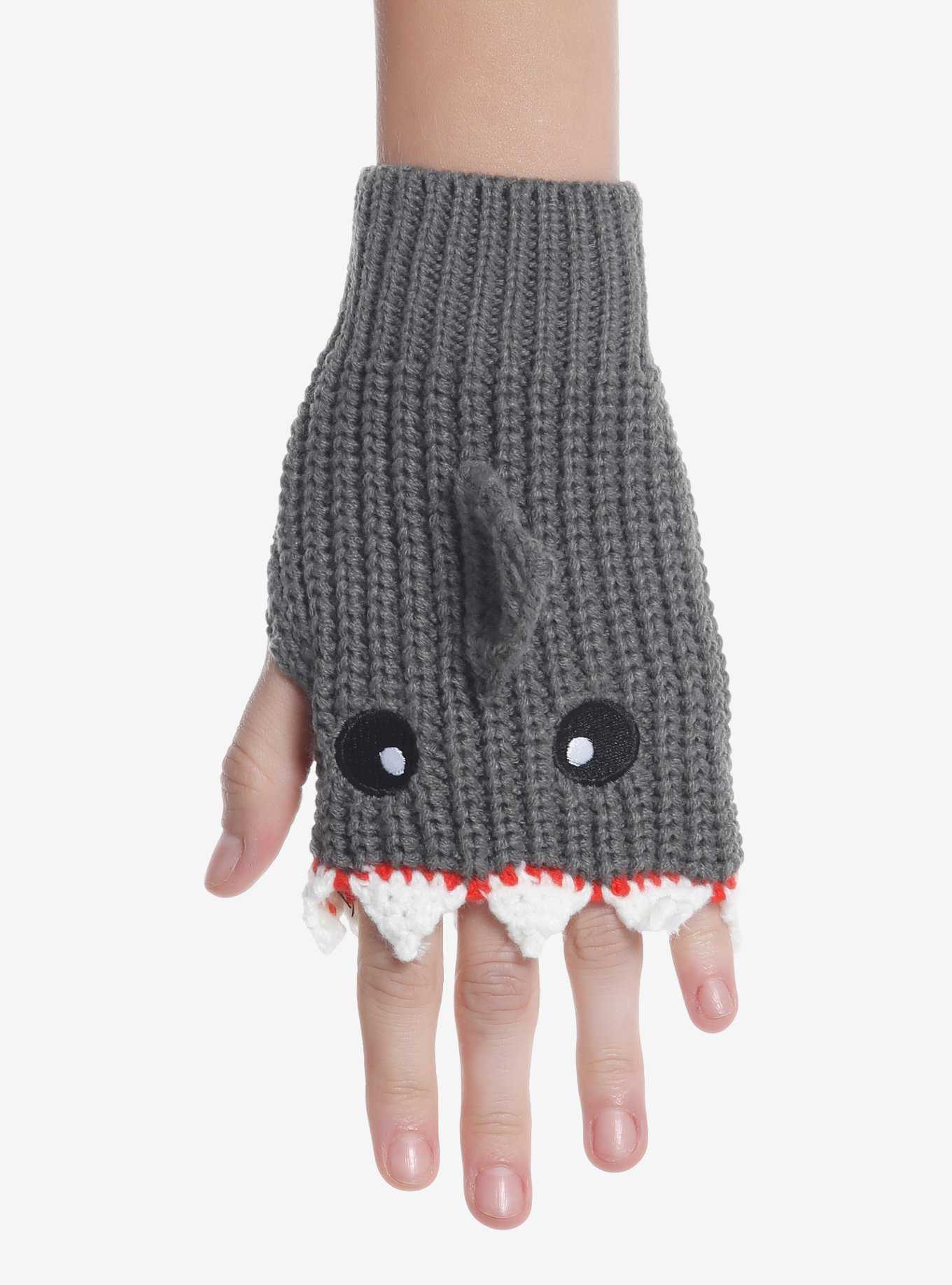 Shark Crochet Fingerless Gloves, , hi-res