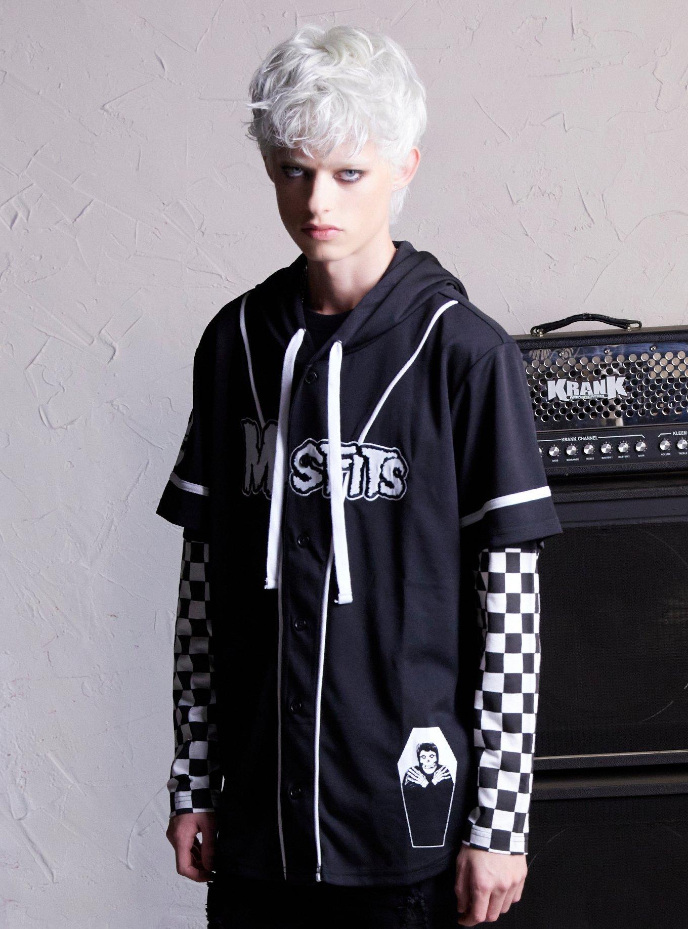 Misfits X Social Collision Logo Hooded Jersey Hot Topic Exclusive, BLACK, alternate