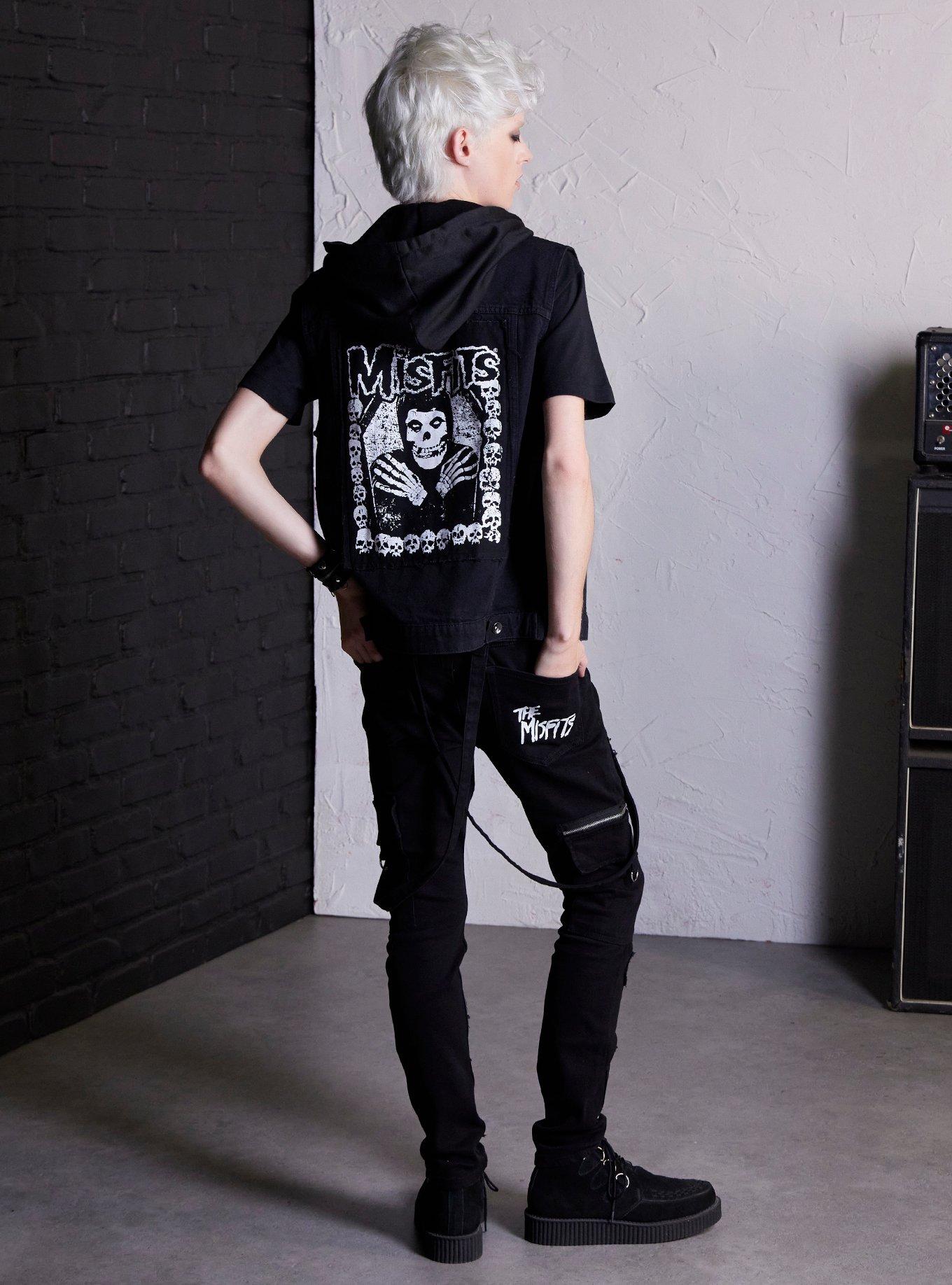 Misfits X Social Collision Fiend Hooded Denim Vest Hot Topic Exclusive, BLACK, alternate