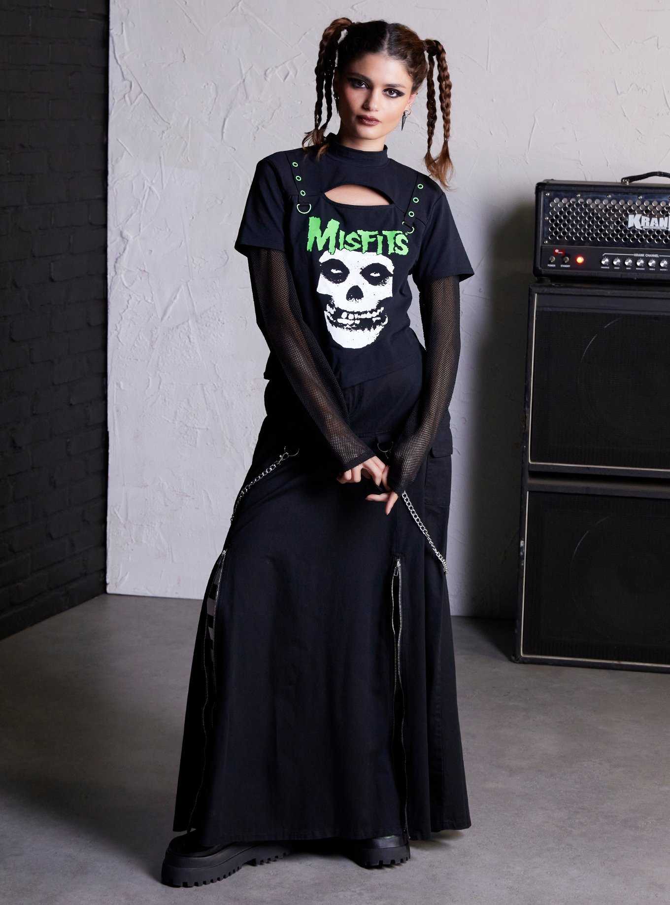 Misfits X Social Collision Green Hell Grommets & Mesh Girls Twofer Top Hot Topic Exclusive, , hi-res