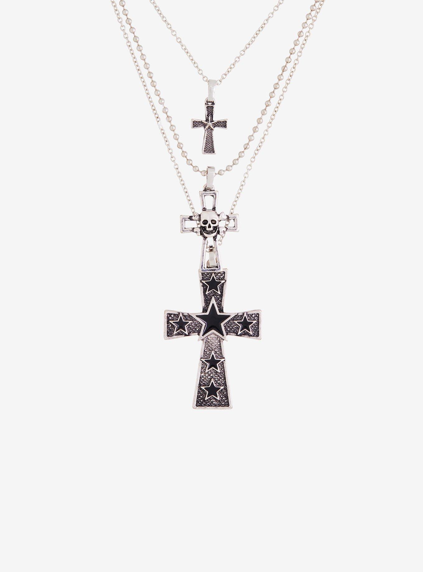 Social Collision Chunky Cross Necklace Set, , alternate