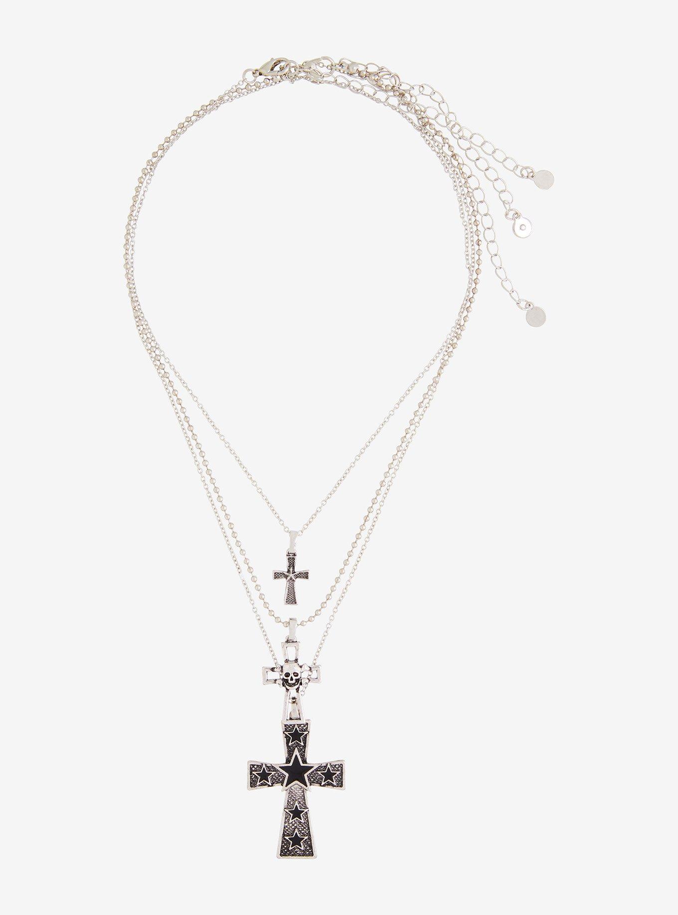 Social Collision Chunky Cross Necklace Set, , alternate