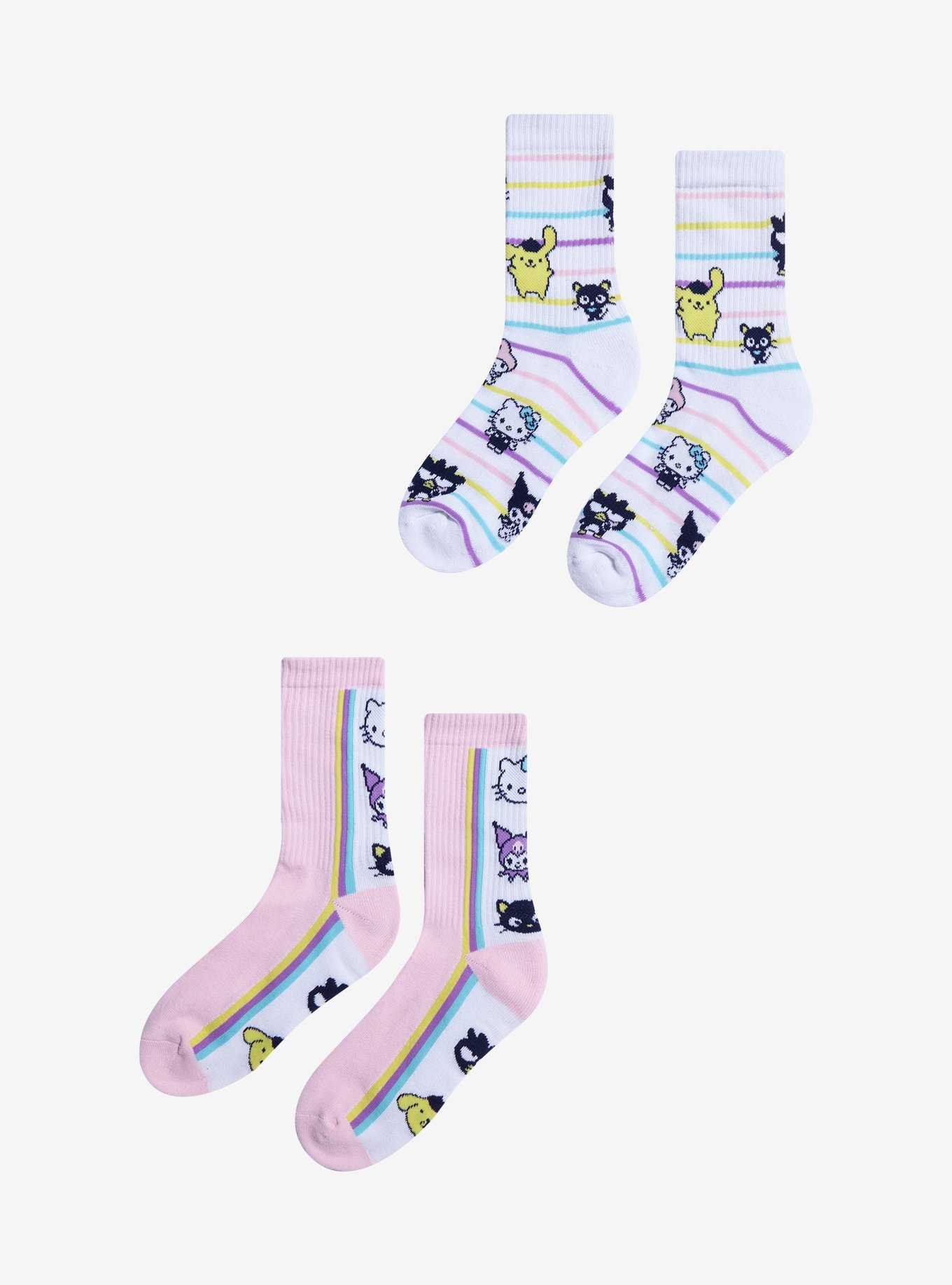 Hello Kitty And Friends Stripe Crew Socks 2 Pair, , hi-res