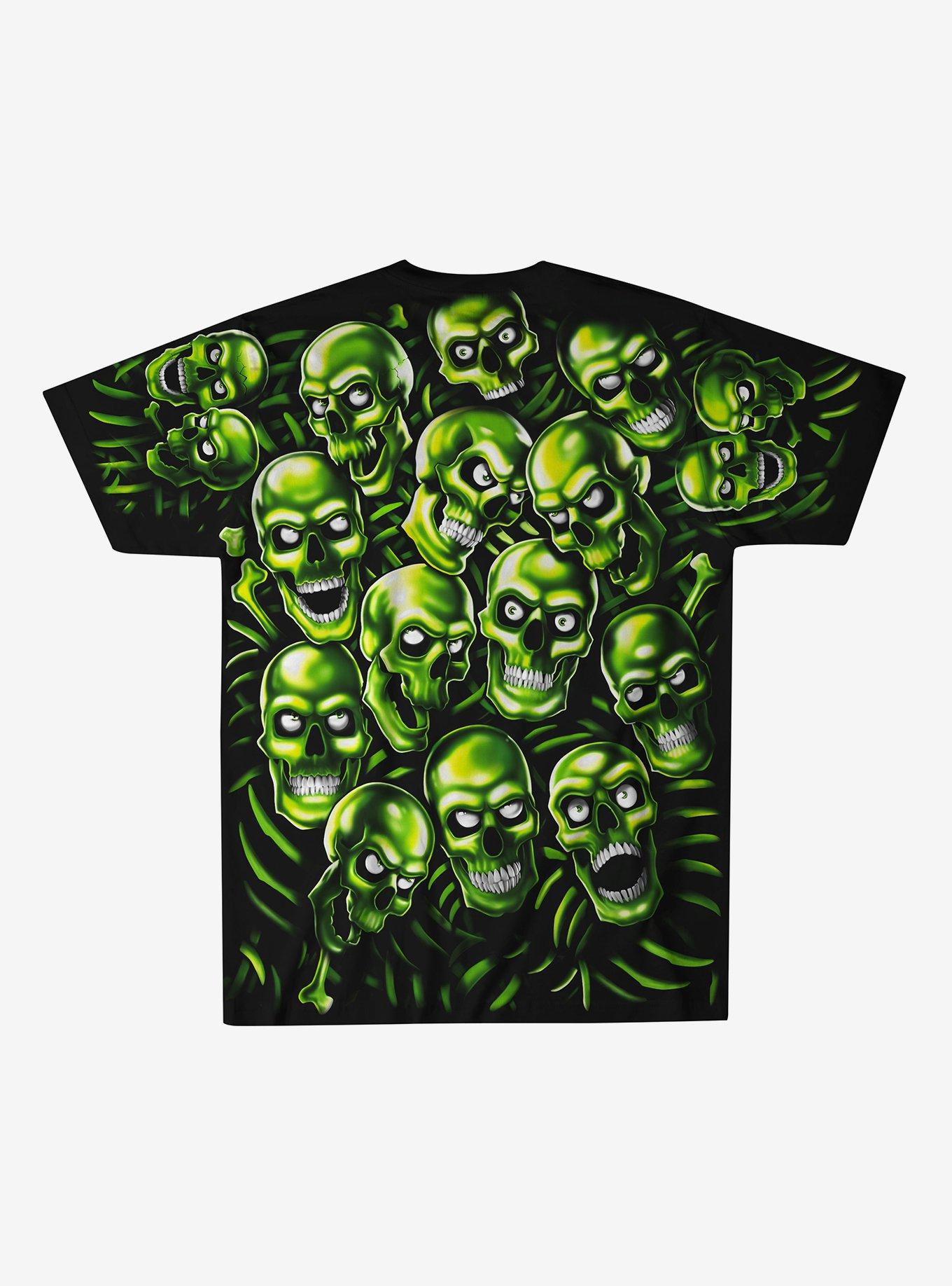 Liquid Blue Green Skull Pile T-Shirt, MULTI, alternate