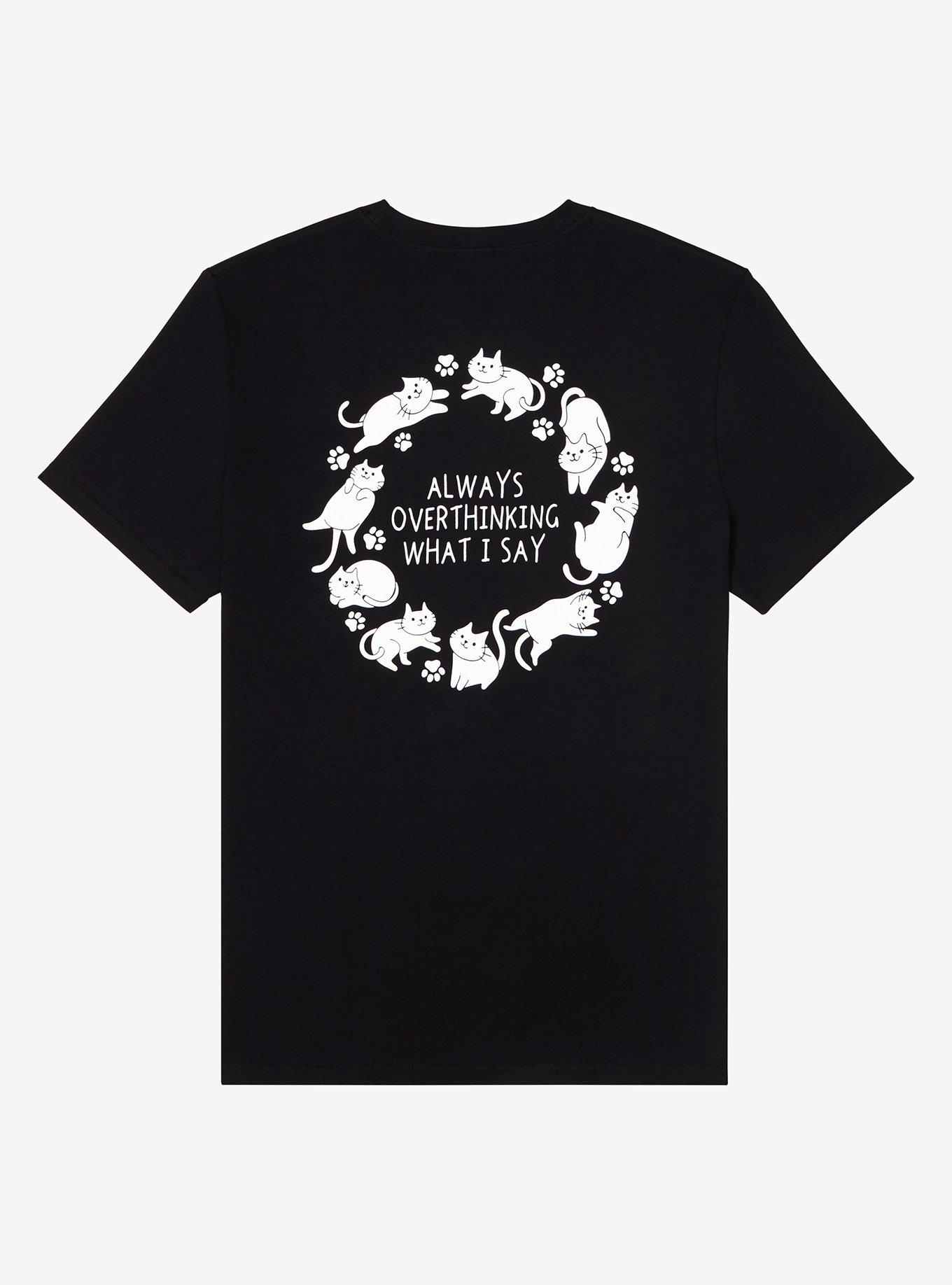 Overthinking Cat T-Shirt By Friday Jr, BLACK, alternate