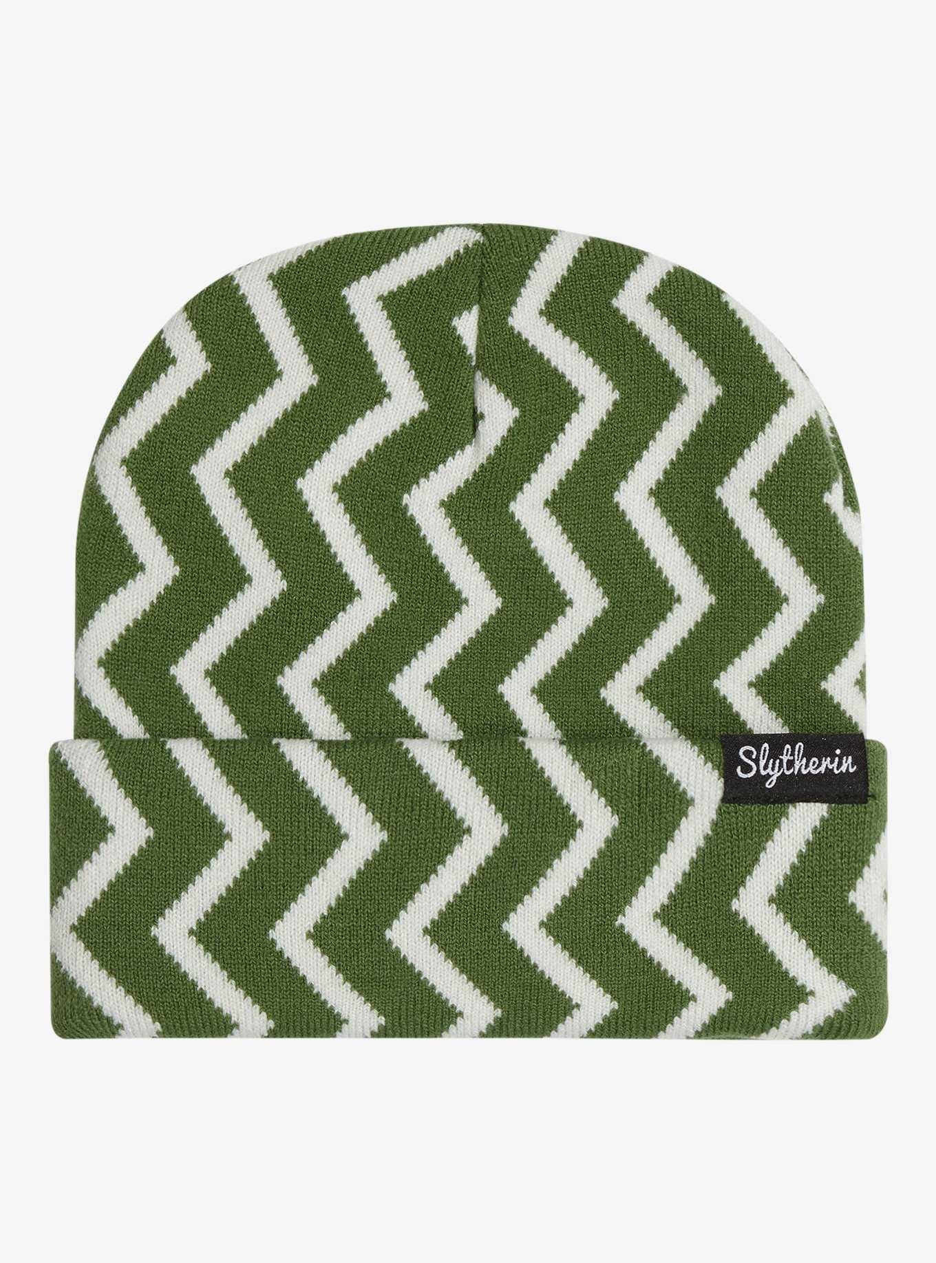 Harry Potter Slytherin Zig Zag Patterned Cuff Beanie - BoxLunch Exclusive, , hi-res