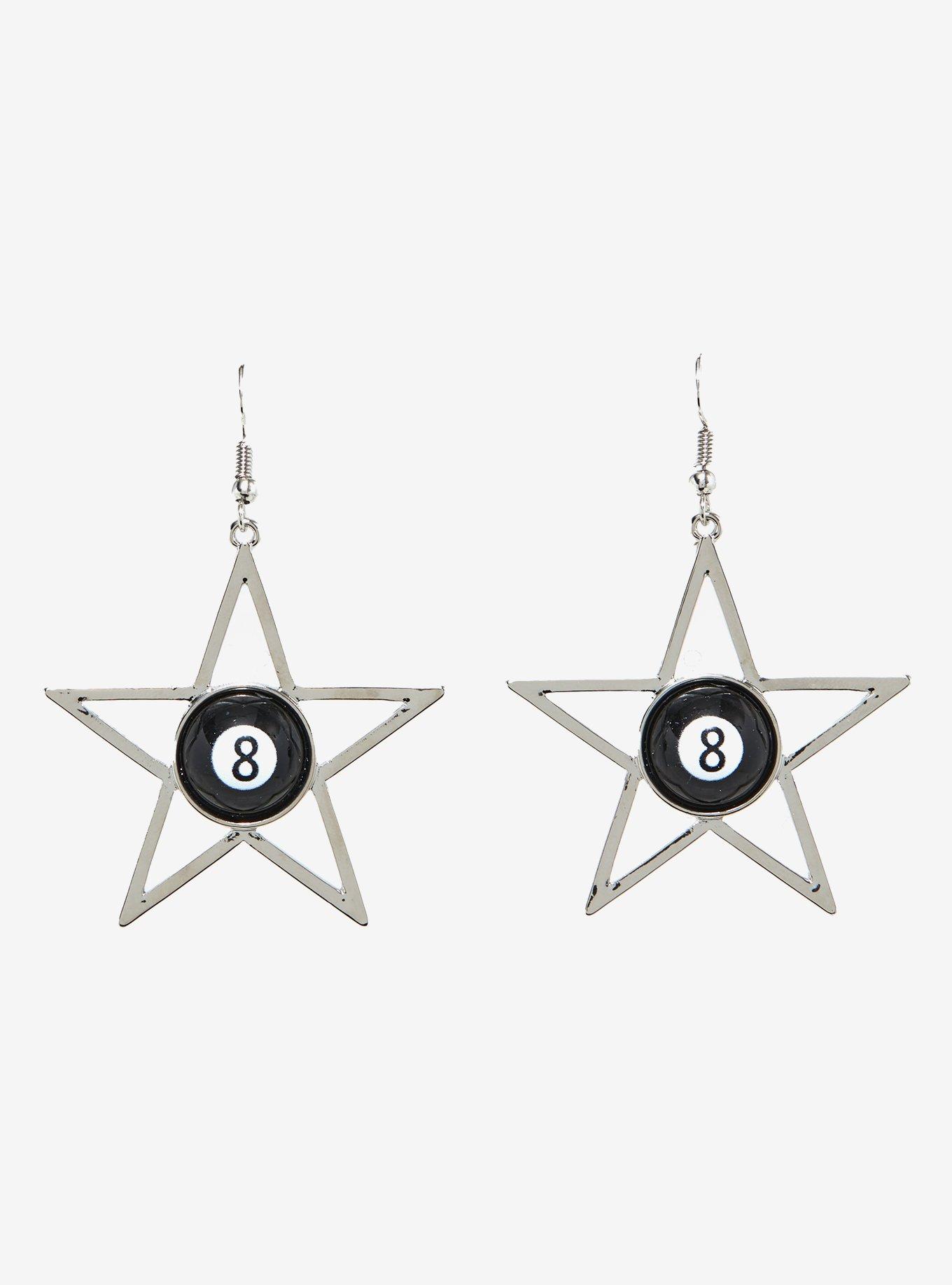 8 Ball Star Earrings, , alternate