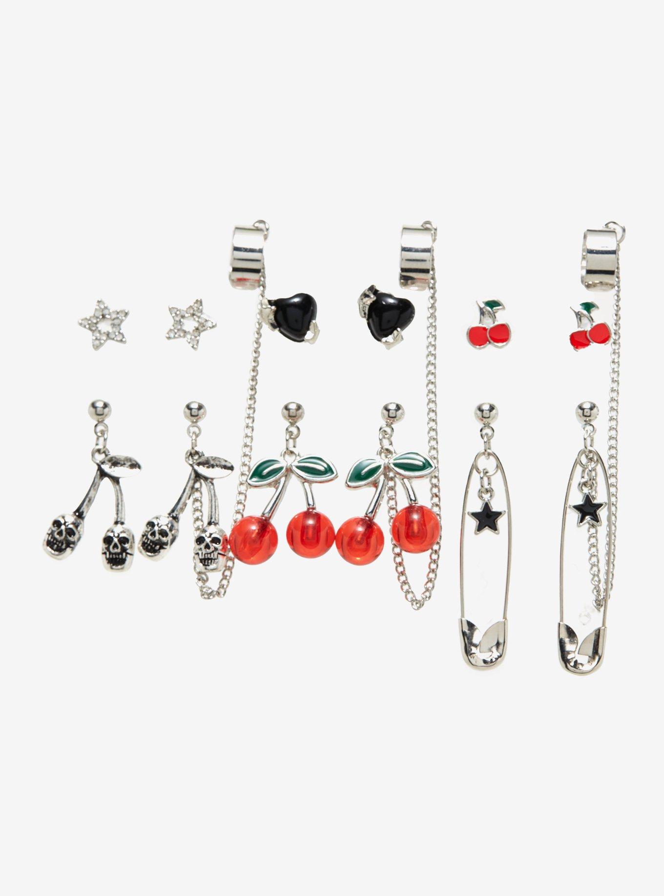 Grunge Cherry Cuff Earring Set, , alternate
