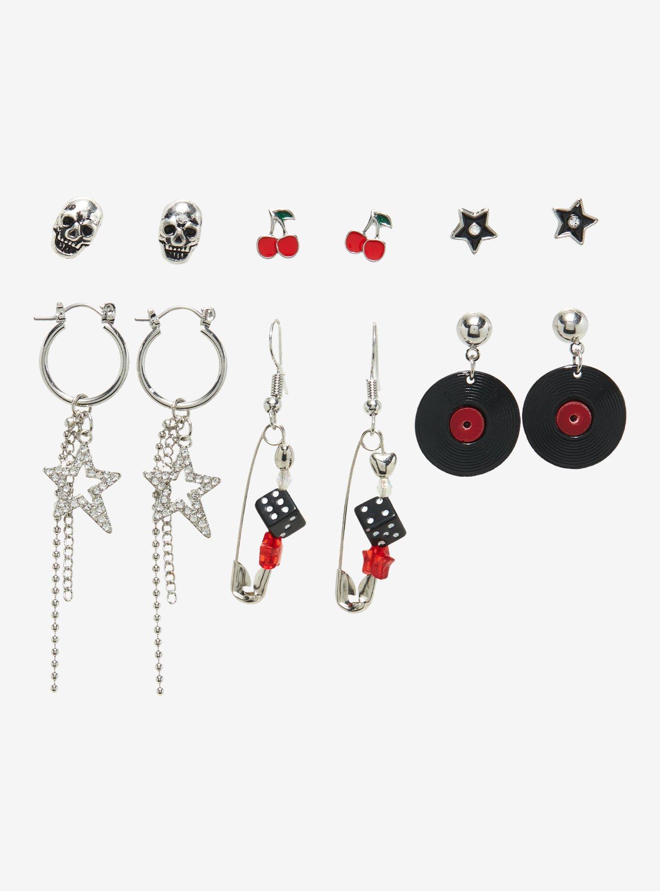 Star Record Dice Cherry Earring Set, , alternate