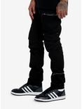 Black Zipper Cargo Pants, BLACK, alternate