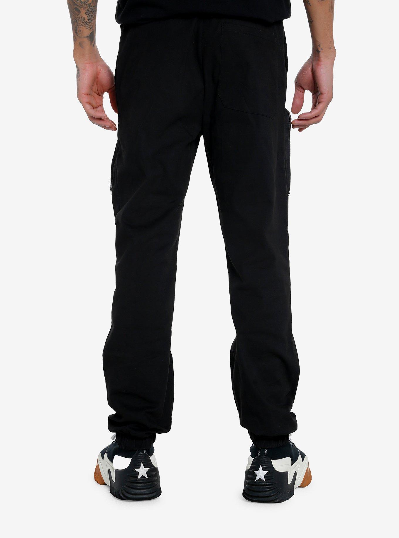 Black Multi-Pocket Cargo Jogger Pants, BLACK, alternate