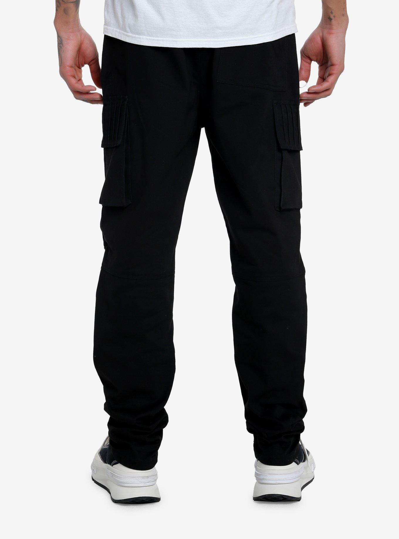 Black Stitched Cargo Pants, BLACK, alternate