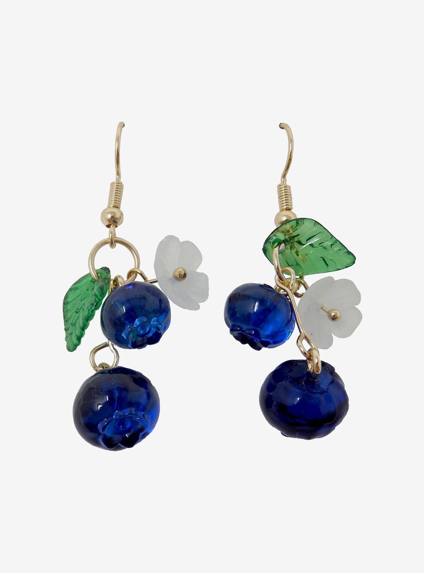 Thorn & Fable Blueberry Flower Earrings, , hi-res