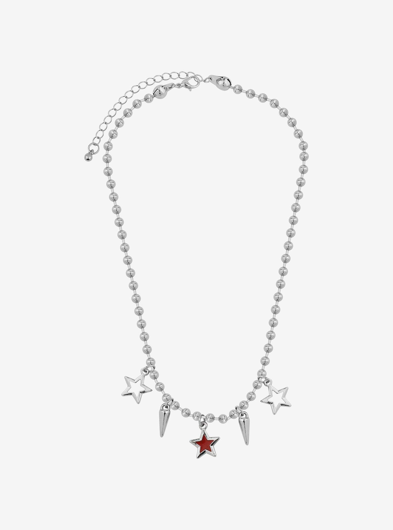 Social Collision Star Spike Ball Chain Necklace, , alternate