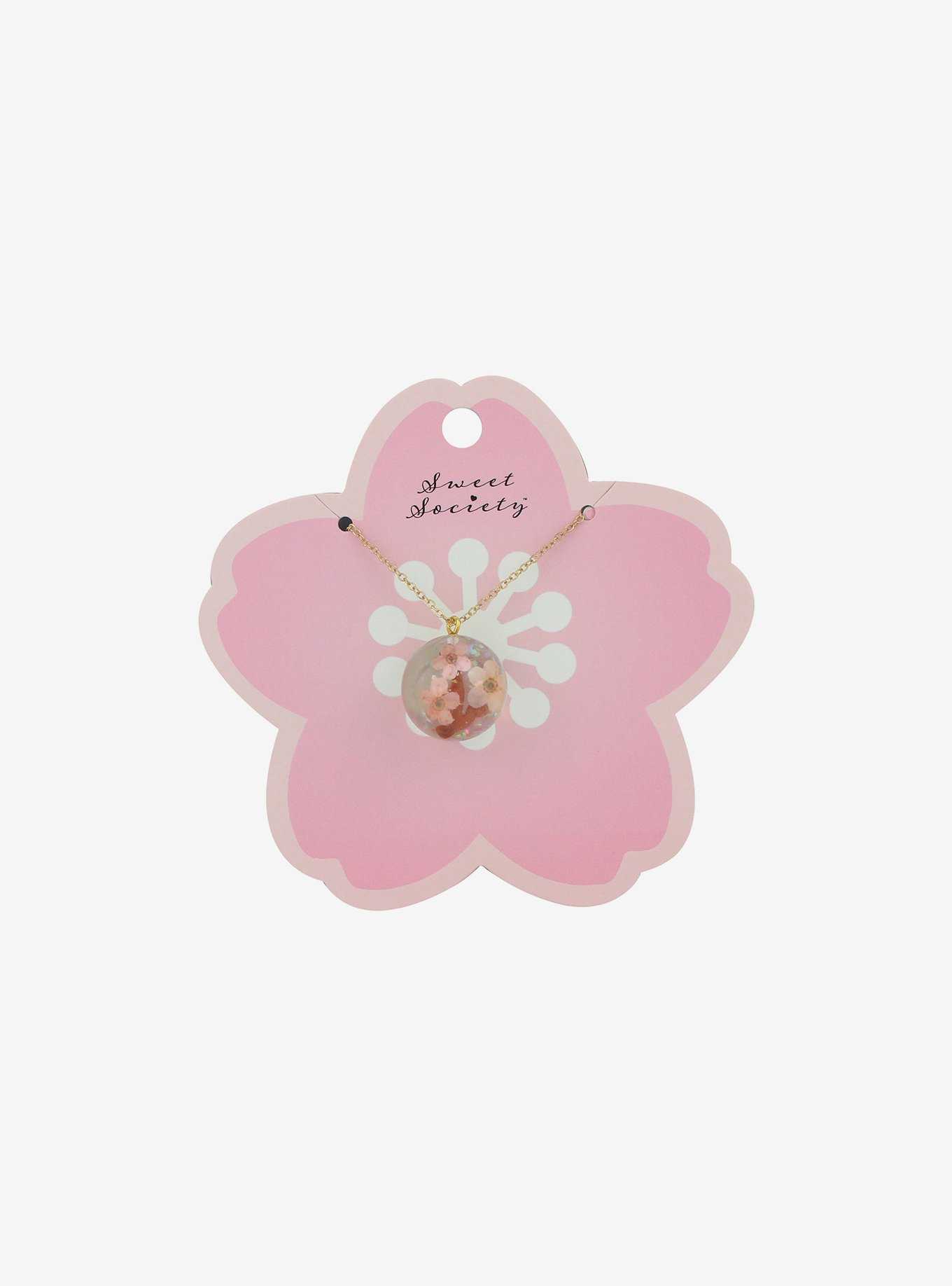 Sweet Society Sakura Flower Globe Necklace, , hi-res