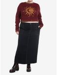 Cosmic Aura Gold Sun & Moon Crop Girls Sweater Plus Size, GOLD, alternate