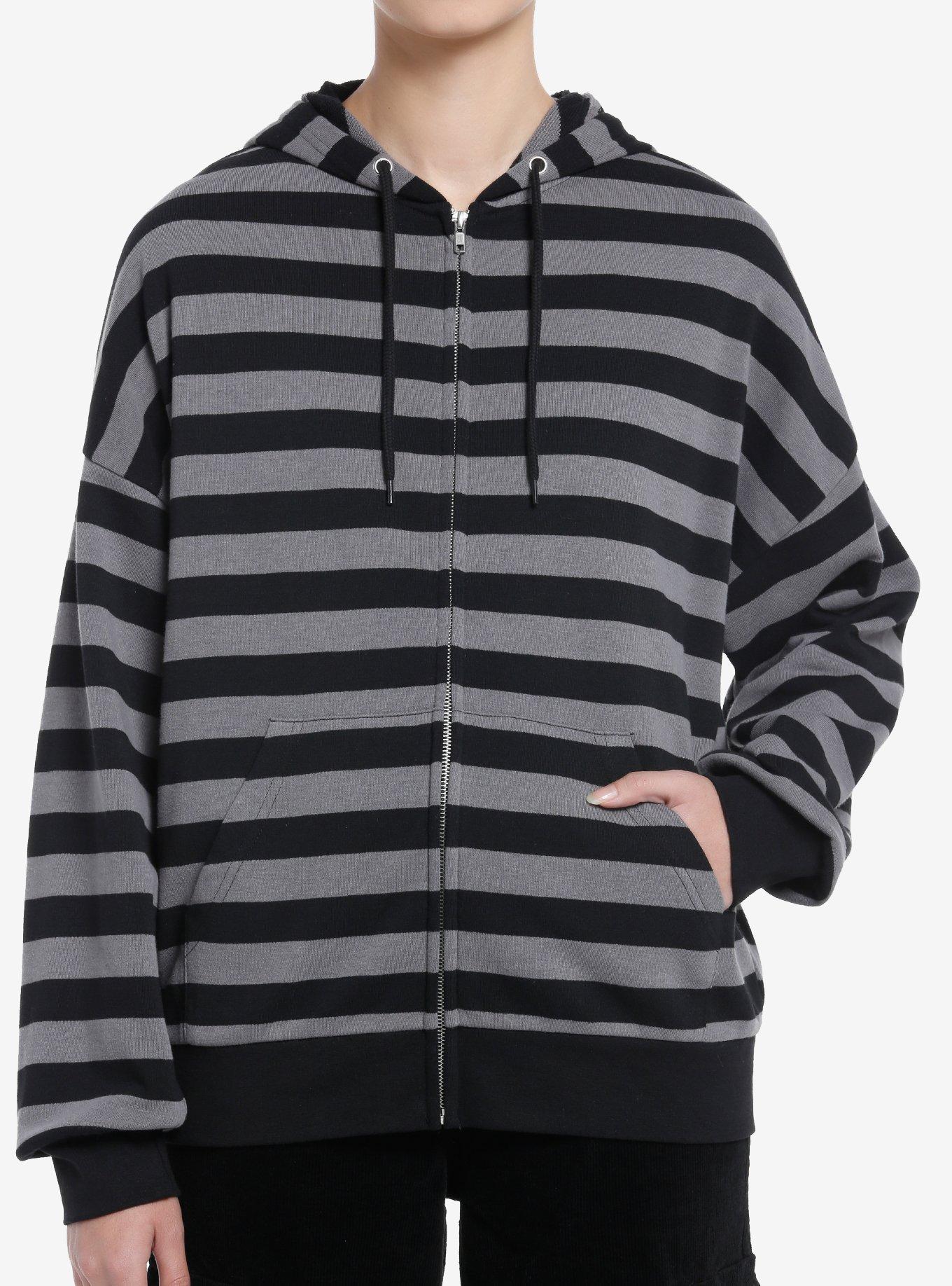 Black and grey hotsell striped zip up hoodie