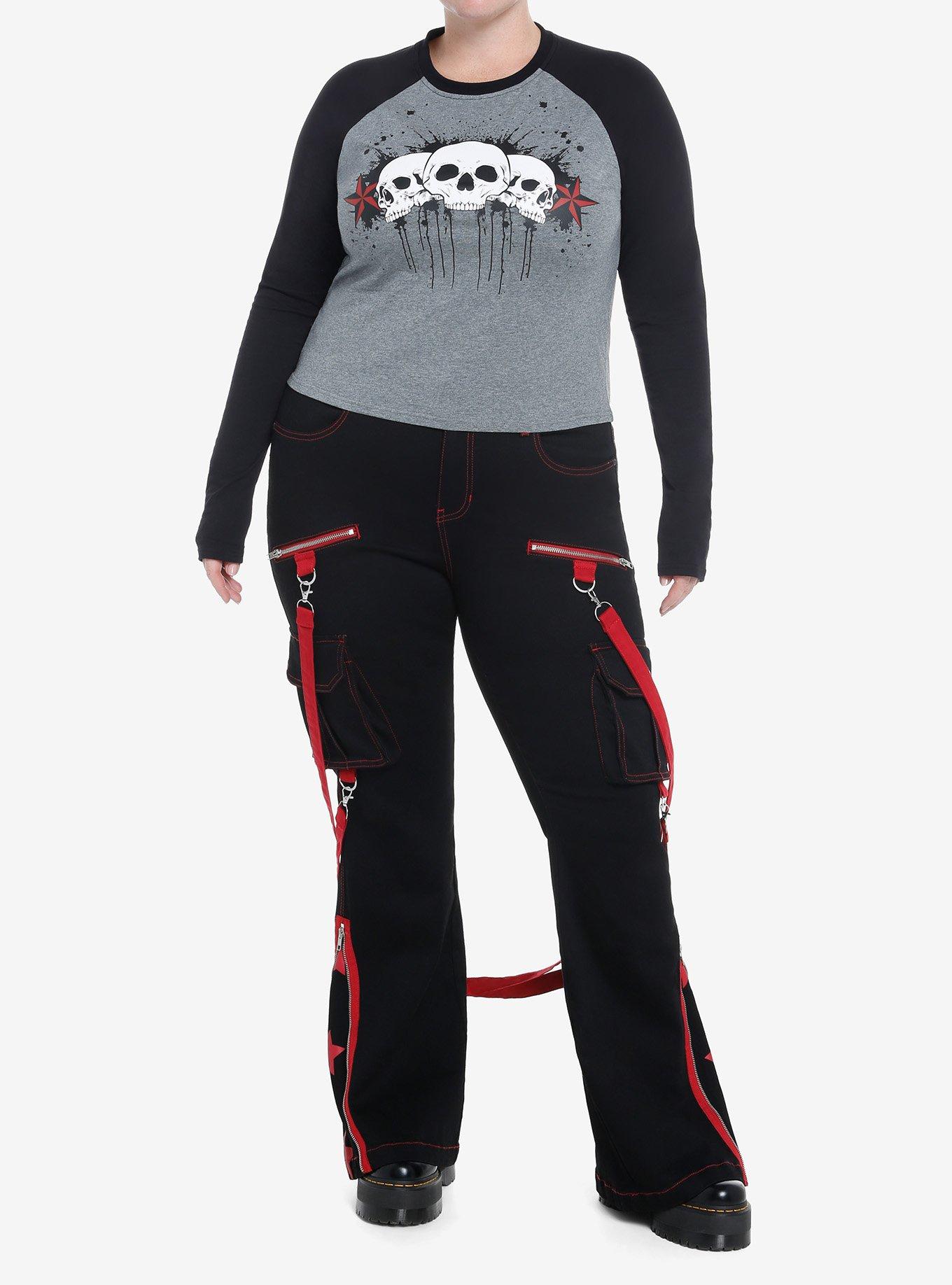 Social Collision Skulls & Stars Girls Raglan Long-Sleeve Top Plus Size, , hi-res