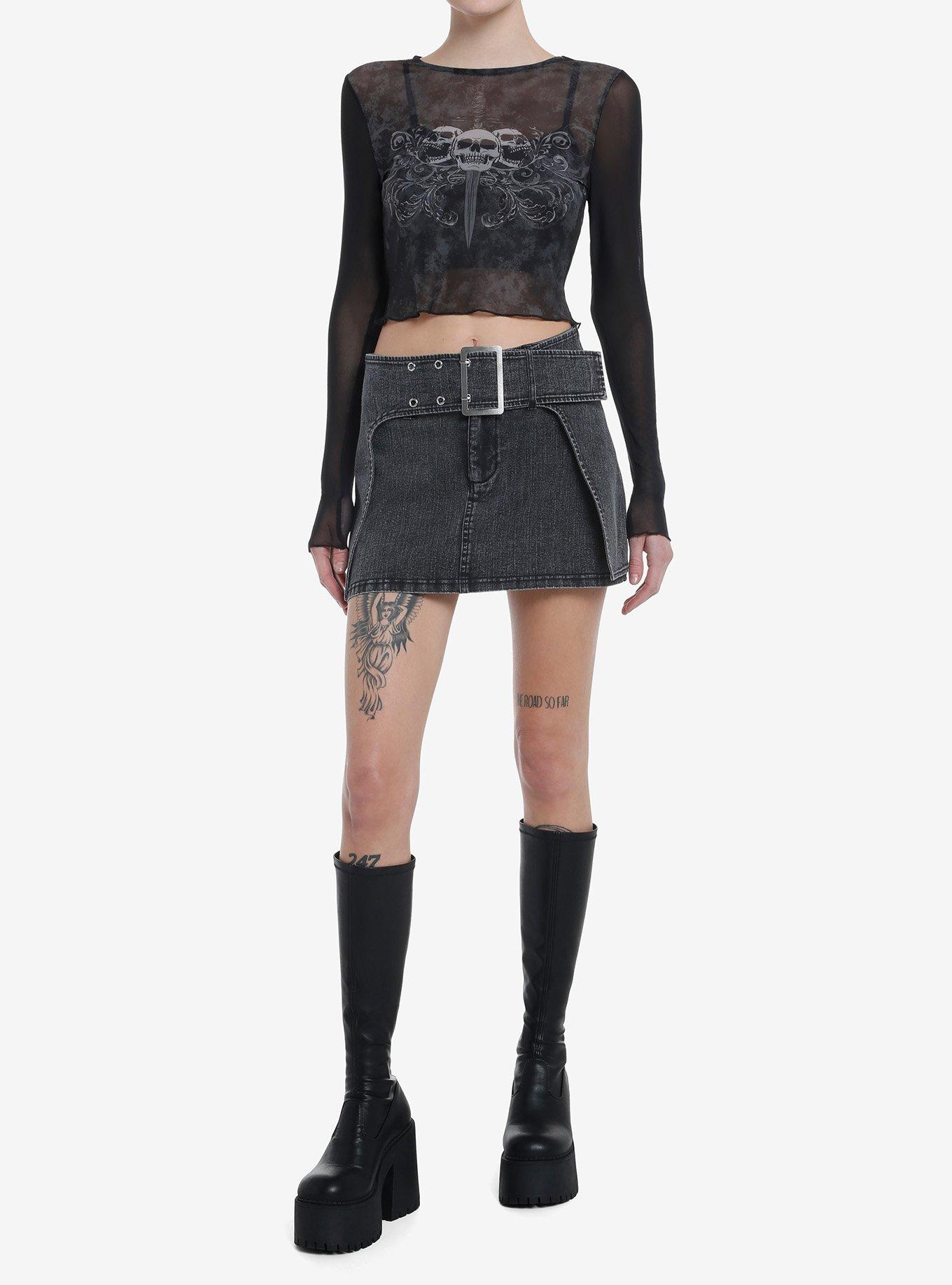 Social Collision Skulls & Dagger Twofer Girls Long-Sleeve Top, , hi-res