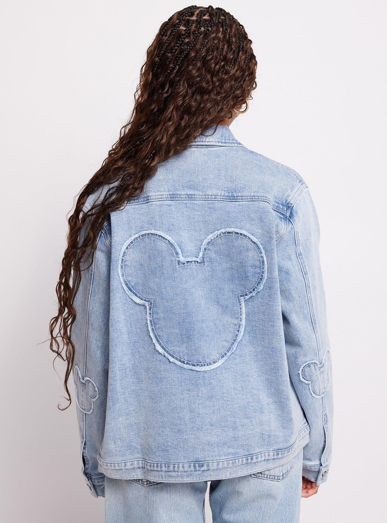 Samii Ryan Disney Mickey Mouse Silhouette Oversized Denim Jacket, DENIM, alternate