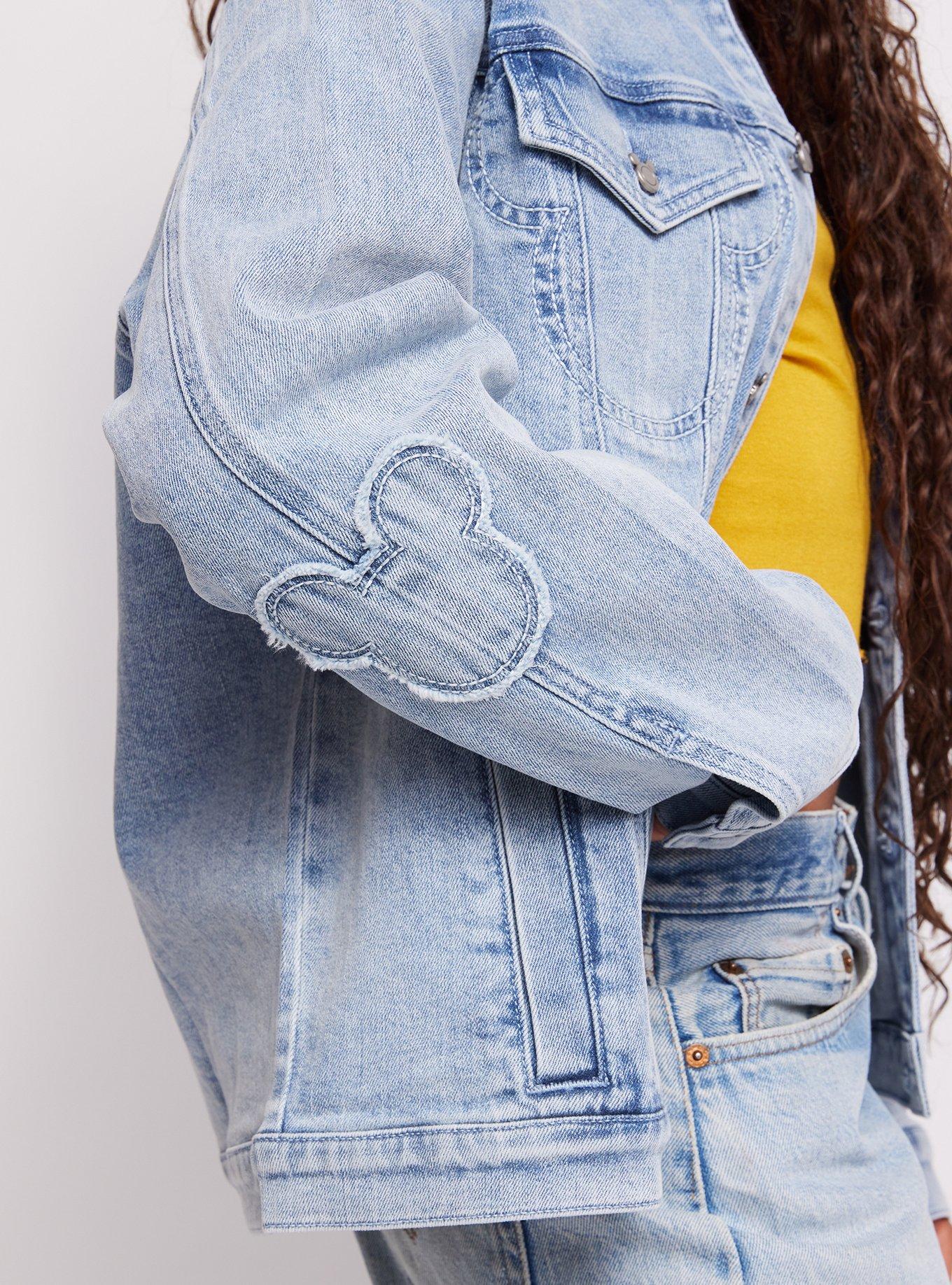 Samii Ryan Disney Mickey Mouse Silhouette Oversized Denim Jacket, DENIM, alternate