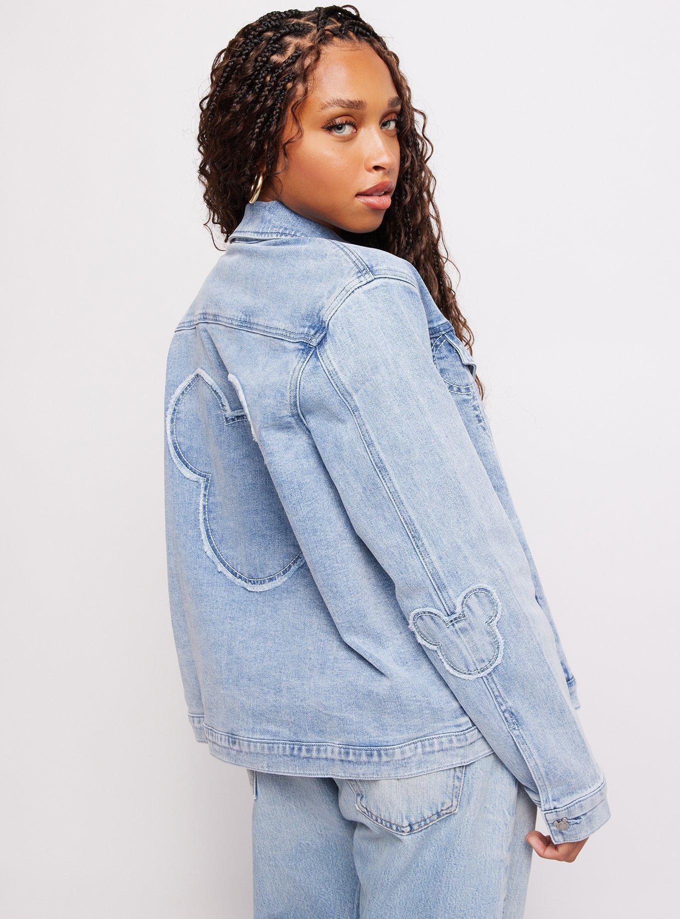 Samii Ryan Disney Mickey Mouse Silhouette Oversized Denim Jacket, DENIM, alternate