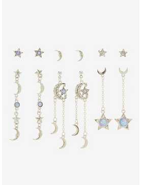 Cosmic Aura Star & Moon Opal Earring Set, , hi-res
