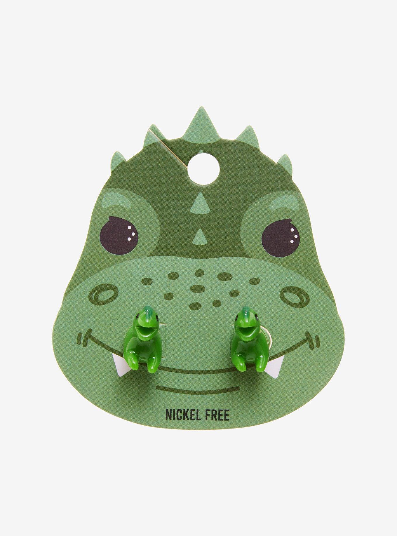 Dinosaur Front/Back Stud Earrings, , alternate