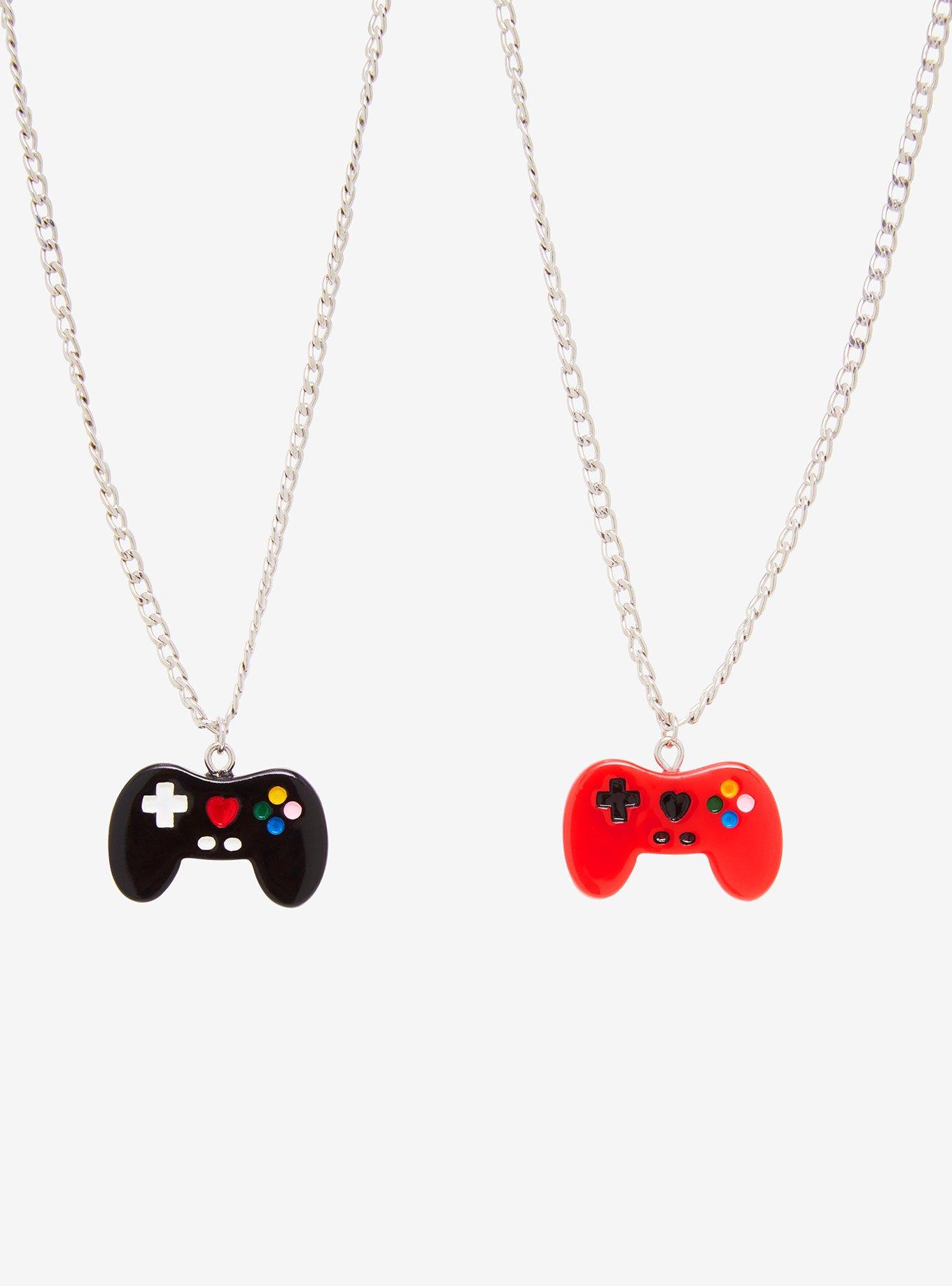 Red & Black Game Controller Best Friend Necklace Set, , alternate