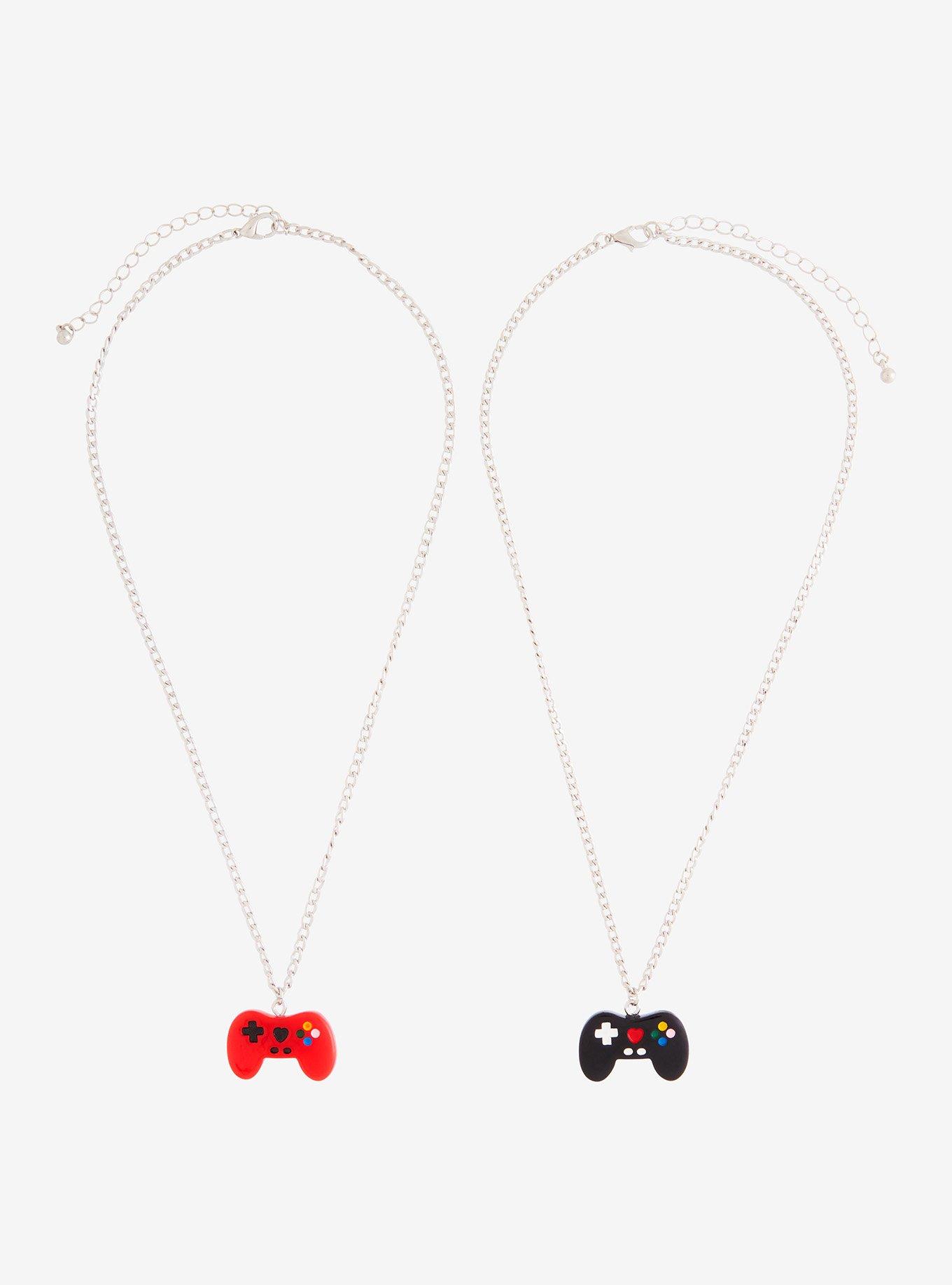 Red & Black Game Controller Best Friend Necklace Set, , alternate