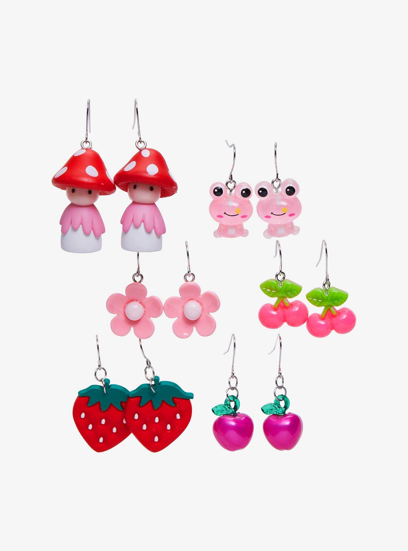 Sweet Society Strawberry Mushroom Figural Earring Set, , hi-res